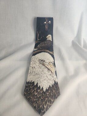 Marc Dennis American Pride Bald Eagle 100% Silk Men's Tie Endangered  Species